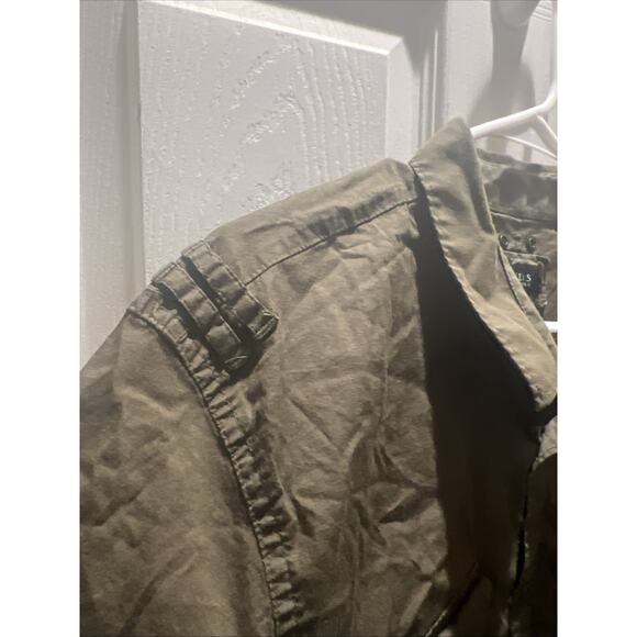 VTG Guess Mens XL Black Y2K Button Up Military Camp Utility Western Shirt - Picture 5 of 6